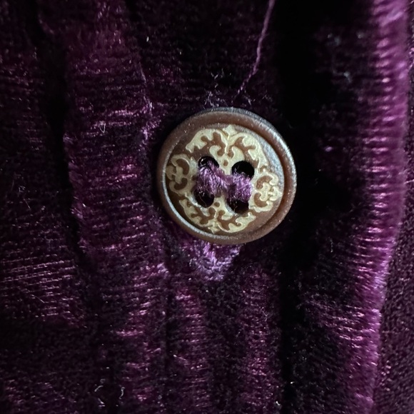 Democracy Velvet Button Down, Box Pleat and Split Back Shirt, Deep Plum Sz XS - Picture 6 of 12